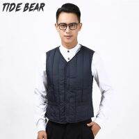 TIDE BEAR เสื้อกล้ามผู้ชายเสื้อกันหนาวหนาแขนยาวมีลายขนเสื้อผ้าฝ้ายลงมาจากหนังม้าสำหรับผู้ชายเสื้อไหล่หนามันสมัย