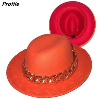 New 2021 Fedora Hat Oval New Hat Top Thicken Autumn/Winter Hat Golden Chain Accessories Jazz Stage Felt Hat Шляпа Женская