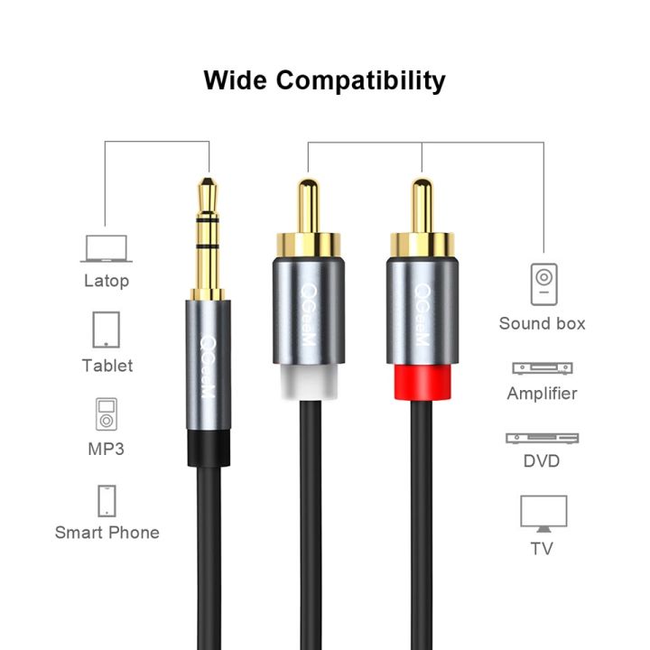 qgeem-rca-cable-2rca-to-3-5-audio-cable-rca-3-5mm-jack-rca-aux-cable-for-dj-amplifiers-subwoofer-audio-mixer-home-theater-dvd