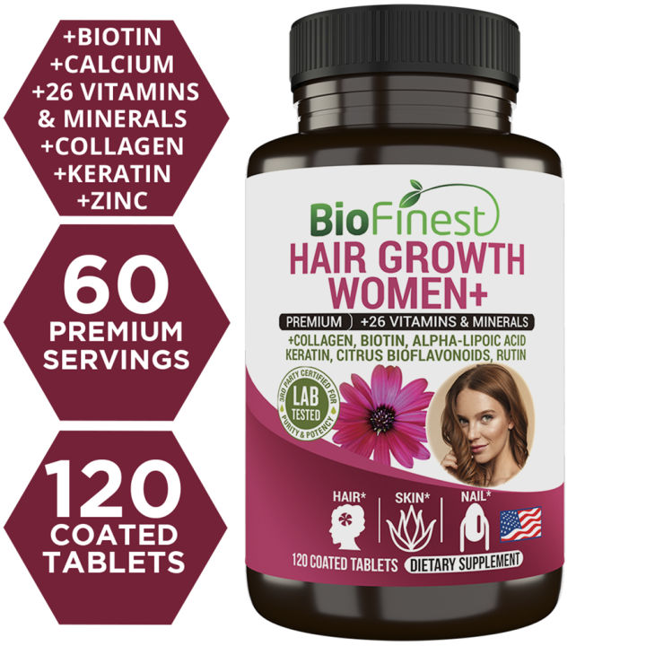 Biofinest Hair Growth Women+ Supplement - 26 Minerals Vitamins A C D E ...