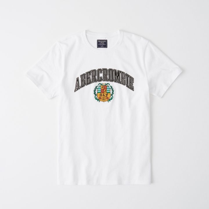 abercrombie-fitch-unisex-เสื้อยืดแขนสั้นพิมพ์ลายรองเท้าบิน