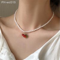 ❣♛☇ Kshmir Pearl female pendant necklace Cherry female pendant Temperament choker short collarbone necklace accessories neck strap