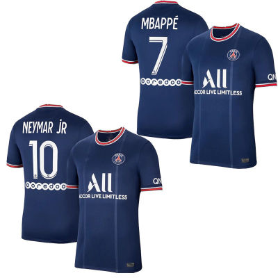 ผู้ใหญ่วัยรุ่นเสื้อฟุตบอลใหม่ปารีส Saint-Germains F.cs เสื้อแขนสั้น21-22ปารีสบ้านหมายเลข7 Mbappes หมายเลข10เนย์มาร์สเสื้อฟุตบอล