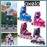 รับประกัน รองเท้าสเก็ตเด็ก โรลเลอร์เบรด Oxelo รุ่นplay สวมใส่สบาย ช่วยให้ทรงตัวได้ดี และปรับได้ 3 ขนาด ลูกปืนได้รับการพัฒนาเพื่อให้ออกตัว