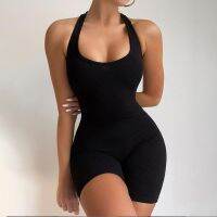 ♦∈卍 ldqnk2 and Woman Jumpsuit 2023 New Tight Fitting Backless Halter Neck Pieces Shorts Pant