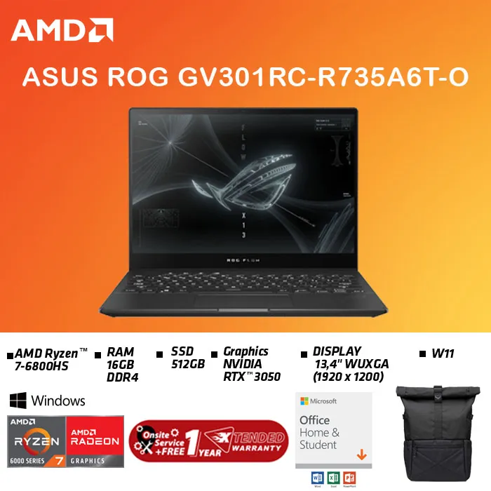 ASUS ROG Flow X13 GV301RC-R735A6T-O (15.6",R7-6800HS,8G*2/512G,BLACK ...