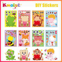 Kmoist สติกเกอร์ปริศนาแบบจำลองสัตว์สติ๊กเกอร์ DIY ทำ Stiker Wajah 8ชิ้นสำหรับตัวต่อสำหรับเด็กของเล่นเด็กสำหรับตกแต่งใบหน้าและเลี้ยงของขวัญปาร์ตี้ของขวัญงานเทศกาลรางวัลงานศิลปะงานฝีมือการตกแต่งของขวัญวันวาเลนไทน์