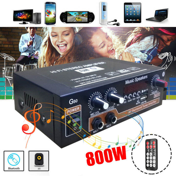 NEW 800W bluetooth 5.0 HiFi Digital Power Amplifier with Remote Control