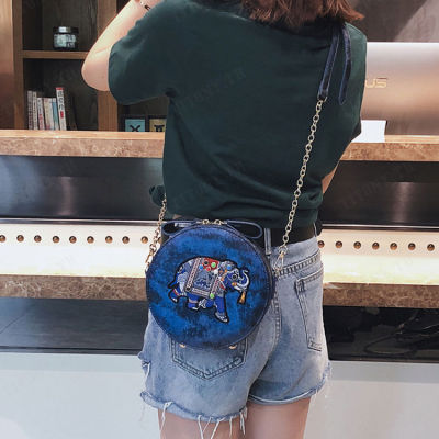titony กระเป๋าสะพายข้างหน้าเด็กหญิงแบบวงกลมขนาดเล็กสไตล์เกาหลี กระเป๋าสายโซ่แฟชั่นกระเป๋าผู้หญิงที่ใหม่สุดสุด