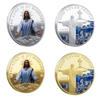พระเยซูคริสต์ศาสนาชุบทองสีเงินเหรียญที่ระลึกคอลเลกชันของที่ระลึกท้าทายของขวัญ