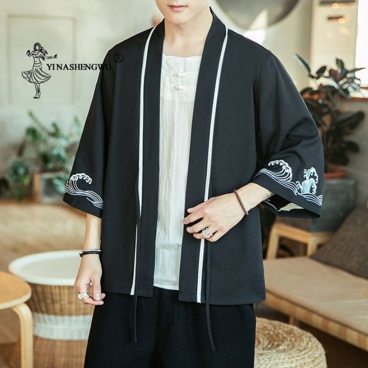 เสื้อกิโมโนญี่ปุ่นแบบดั้งเดิม-yukata-เสื้อเสื้อคาร์ดิแกน-kimono-ชายหาดเอเชียบางเสื้อกิโมโนญี่ปุ่นแฟชั่นชายลำลอง