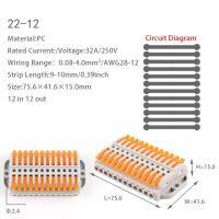 1ชิ้นตัวเชื่อมต่อแบบมีสายแบบกะทัดรัดรวดเร็ว2/3/4/5/6/8/10/12พินตัวนำทางสายเสียบแบบดันยึดสกรู M3ขั้วต่อสายไฟ