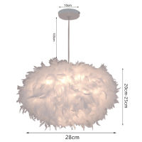 Modern feather chandelier LED chandelier bedroom decoration living room bedside chandelier dining room hanging light decoration