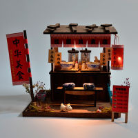 2021DIY Miniature Dollhouse Kit Vintage 3D Model Building Japanese Sushi Restaurant Birthday Gift Wooden Large Doll House Furniture