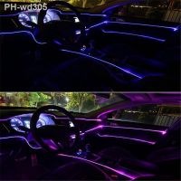 卍 2m For VW Golf 5 6 7 Jetta MK5 CC Tiguan Passat B6 B7 Car Interior Neon Light EL Wire Rope Tube Ambient LED Strip