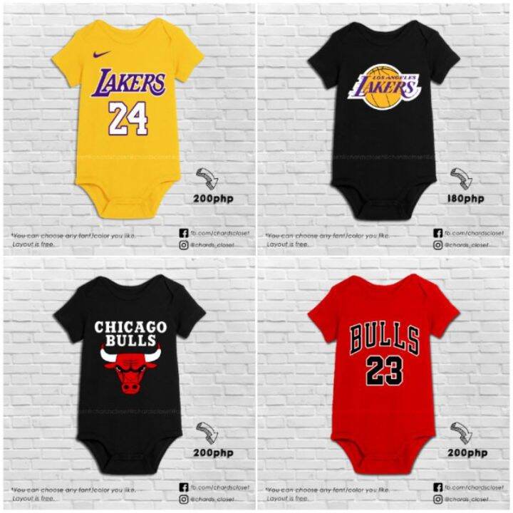 Customized NBA Prints on Baby Onesie (Lakers, Chicago Bulls) Lazada PH