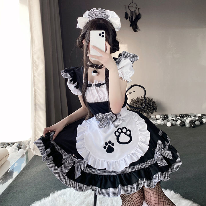 ชุดแม่บ้านสองมิติ-cos-แม่บ้านน่ารักสำหรับวันฮาโลวีน-lolita-ชุดเดรสโลลิต้า-cosplay-เสื้อผ้า