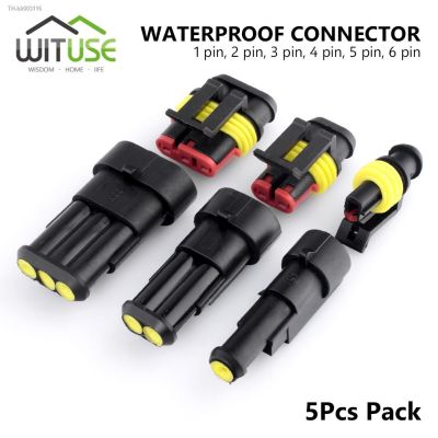 ✈✜ TSLEEN 5Pcs Waterproof 1/2/3/4/5/6 Pin Way Seal Quad Bike 12A IP68 Electrical Automotive Wire Connector Plug Terminals Truck Car