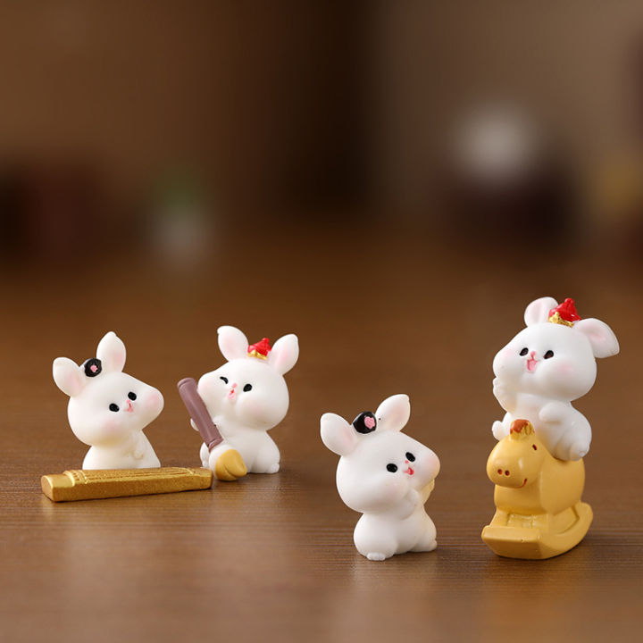 กระต่ายคริสมาสต์น่ารักภาพภูมิทัศน์ขนาดเล็กเครื่องประดับกระต่ายปีนักษัตรของจีน