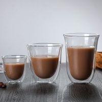 Cup Breakfast Mug High Borosilicate Insulated Coffee Tea Cup Tea Drink Cups Transparent Clear Double Wall Glass Cup Cups  Mugs Saucers