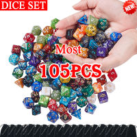 ใหม่ 105/70/49/35/21/7Pcs ชุดลูกเต๋า Pearlized Bright Multicolour Polyhedral RPG DND บทบาทเล่นมังกรเกมกระดานลูกเต๋ากับกระเป๋า-Aluere