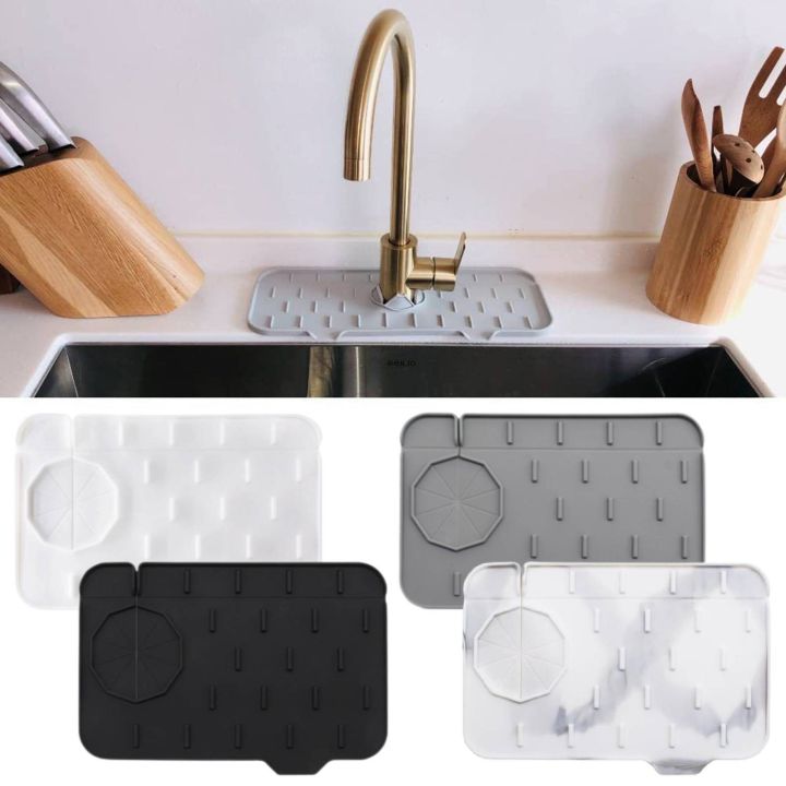 2 PCS Silicone Kitchen Faucet Mat and Soap Tray with Drain - Drip Tray with  Drain