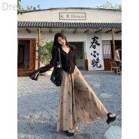 Advanced New Chinese style ribbon top Ink style high waist long pants skirt womens summer new fashion suit V729