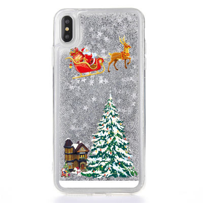 New Christmas Quicksand Liquid Phone Case For iphone 13 12 11 Pro Max For iphone X XS XR 7 8 Plus Phone Cover