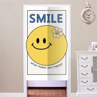 【YD】 Smiling Face Curtain ins Cotton Cartoon Partition Bedroom Decoration Half-Cut Cut-Free Punch