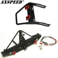 AXSPEED โลหะด้านหน้ากันชนหลังที่มีไฟ Led พ่วงตะขอสำหรับ Axial SCX10 90046 110 RC ตีนตะขาบรถอัพเกรดชิ้นส่วน