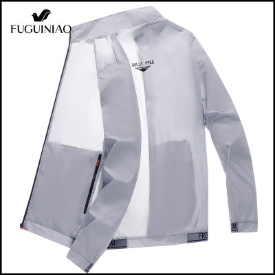 FUGUINIAO เสื้อผ้ากันแดดสำหรับผู้ชาย,เสื้อคลุมบางๆกีฬากลางแจ้งในช่วงฤดูร้อนผิวการป้องกันกันยูวีระบายอากาศได้ดี2023