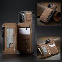 เคสไอโฟน12 Pro Max 11 XS XR SE 2020 7 8 Plus,เคสกระเป๋าสตางค์เงินสดย้อนยุคตัดซิปฝาหลังหนังกรอบ