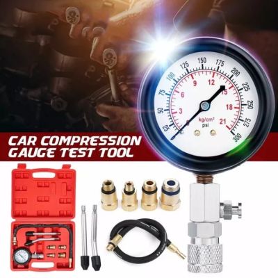 ชุดวัดกำลังอัด สำหรับเครื่องยนต์เบนซินชุดวัดกำลังอัด เบนซิน ชุดชุดทดสอบมาตรวัดความดันเครื่องยนต์เบนซิน Petrol Engine Pressure Gauge Tester Kit Set Compression Leakage Diagnostic compresso meter Tool For CAR Auto With Cas