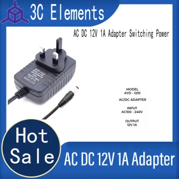 AC DC 12V 1A Adapter Switching Power Supply 5.5 x 2.1 / 2.5MM UK 3PIN Plug