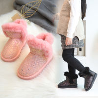 Boots Kids 2020 Korean Fashion Winter Girls Boots Childrens Bling Plush Ankle Snow Boots Litter Big Kid Shoe Felt Boot For Girl