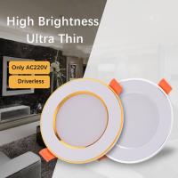 Ultra Thin Recessed Downlight Led Light Lamp Indoor Home Spot Led Downlight White Silver Golden 5W 7W 12W  Living Room Bedroom  by Hs2023