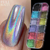 ผงโฮโลแกรมชุดHolo Silver Rubฝุ่นสีดำสีชมพูChromeเล็บGlitterผงเลเซอร์Pigmentสำหรับเล็บDIYเล็บCHI-360-1-Shief