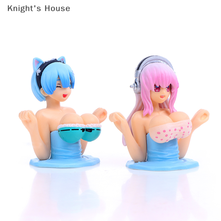 knights-house-อุปกรณ์ตกแต่งภายในรถยนต์การ์ตูนน่ารักอะนิเมะเด็กผู้หญิงตุ๊กตาการสั่นสะเทือนที่หน้าอกแผงหน้าปัดเซ็กซี่เครื่องประดับรถจักรยานยนต์จักรยาน