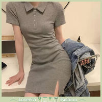 Lovevivi ชุดเสื้อยืดลาเพลผู้หญิงแขนสั้นกระโปรง Bodycon แยกสำหรับฤดูร้อนเข้ารูปพอดีกระโปรงทรงเอลำลอง