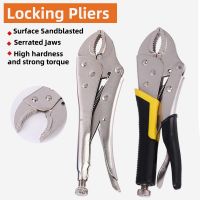 Locking Pliers 7 10 Inch Round Mouth Multifunctional Curved Jaw Heavy Pliers Hand Welding Tools Light Handle Plastic Handle