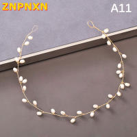 [ZNPNXN] มุก Rhinestone ดอกไม้คาดศีรษะอุปกรณ์ผมจัดงานแต่งงานสำหรับคาดศีรษะเจ้าสาว