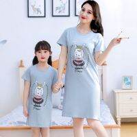 【 WYIN kitchen】 Cartoon Girls Cotton Nightdress Sleeping Dress Children Summer Short-sleeved Nightgowns Big Girl Sleepwear Plus Size Night