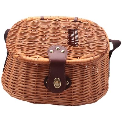 Wicker Basket Fishing Creel Trout Perch Cage Tackle Fisherman Box Outdoor Classical Willow Trout Fishing Creel Basket