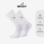 Tất nam cổ cao BRODY Trắng Ngà Cotton Combed cao cấp Thời trang nam Công sở