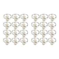 24 Pcs Pearl Napkin Buckle Hoop Napkin Rings Circle Serviette Holder for Wedding Hotel Supplies Table Decoration,Silver