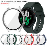 แก้ว + กรณีสำหรับ Samsung Galaxy Watch 5 4 40มิลลิเมตร44มิลลิเมตรประดับพีซีกันชนปกทุกรอบป้องกันหน้าจอ Galaxy Watch 5 Pro 45มิลลิเมตร