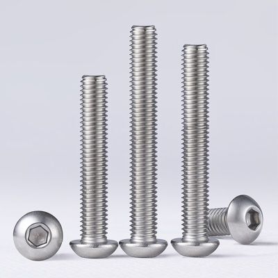 10PCS Round Head Hexagon Hex Socket Screw 4mm-60mm Length Allen Button Head Screw Bolt M3 M4 M5 316 Stainless Steel Nails Screws Fasteners