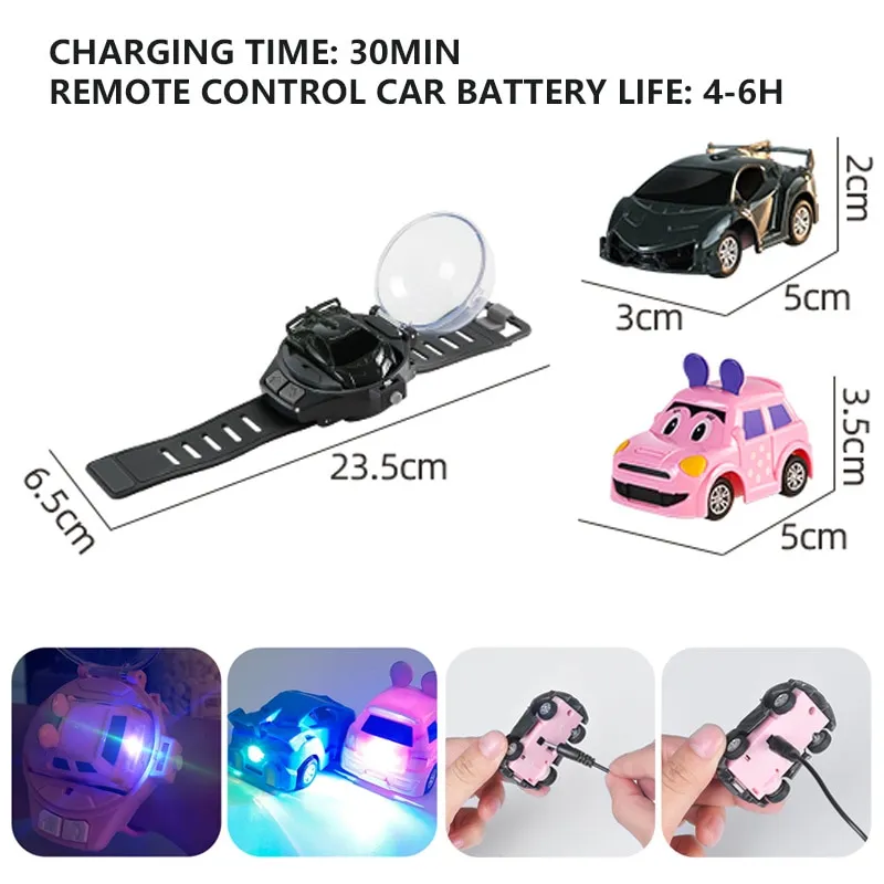 Watch Control Toy Car Mini RC Cars  Remote Control Car Electric Machine Radio  Controlled Toy With Light For Children 