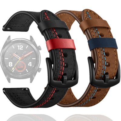 【ขาย】สายหนังแท้22มม. 20มม. สำหรับ Huawei Watch GT 2สายรัดข้อมือสำหรับ Samsung Galaxy Watch 46มม. 42มม. สำหรับ Smart Watch