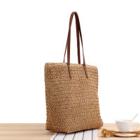 Sweetown Fashion Straw Women Bags Handmade Woven Basket Tote Summer Bohemian Beach Shoulder Bags Large Capacity Handbag 2022 New